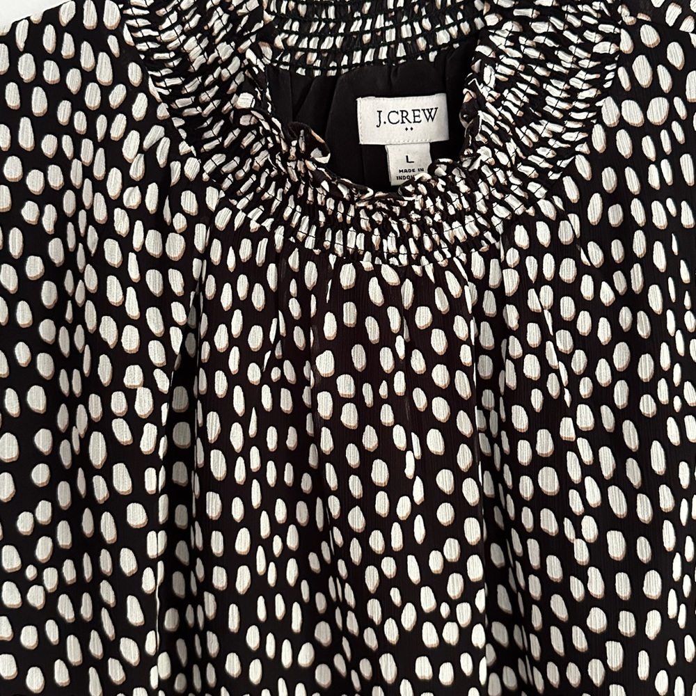 J.Crew FUN print blouse (lined) size large. New!